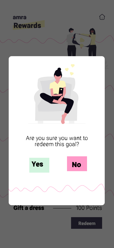 Reward redemption confirmation modal in Amra